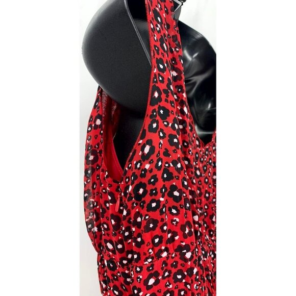 Anne Klein Midi Dress Size 6 Barn Red Combo Sleeveless Shift Side Zip Women New - Picture 7 of 11